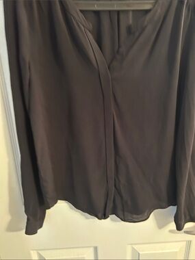 Babaton Black 100% Silk Button-Down Blouse